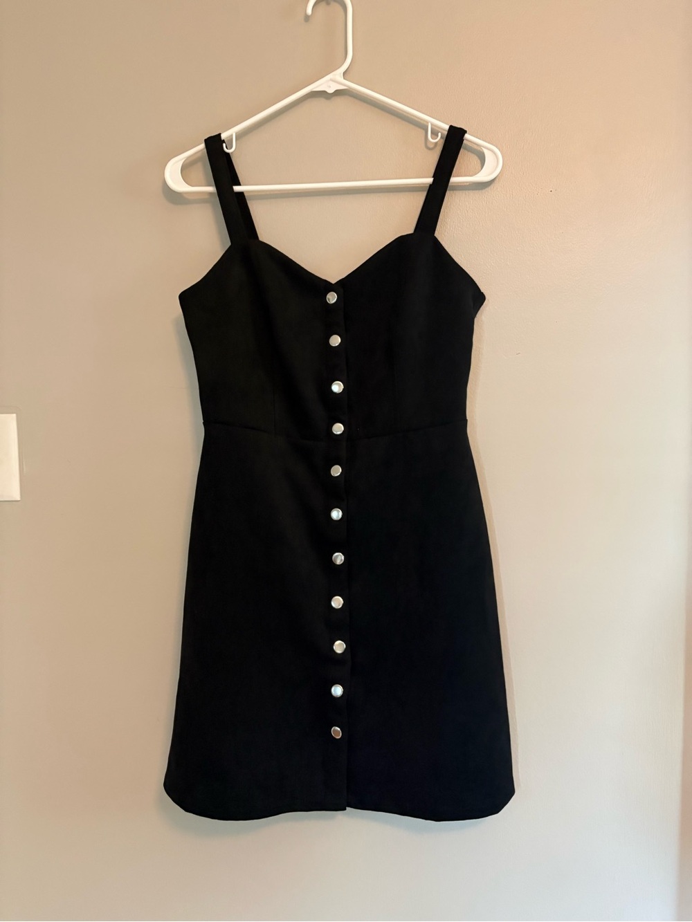 205 Collin’s Sleeveless Black Button-Front Mini Dress